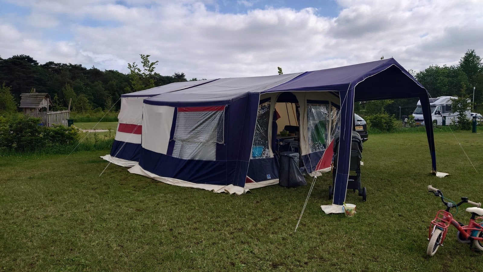 Jamet Arizona vouwwagen Compleet en klaar voor vakantie!, Ophalen, Blauw, Jamet, Tot en met 6