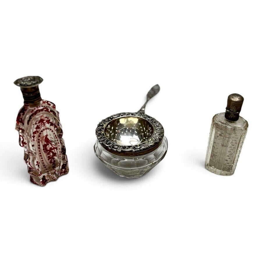 Lot kristal met zilver (3x), Ophalen of Verzenden
