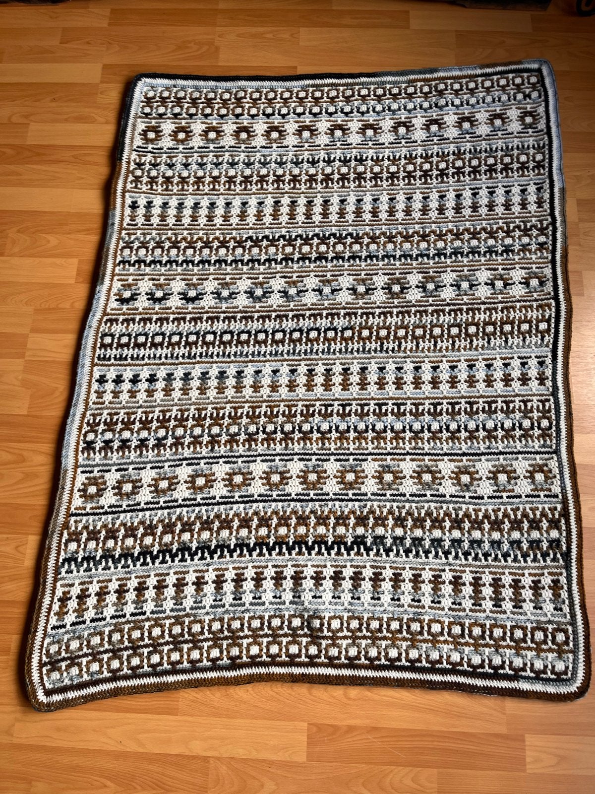 Handgemaakte gehaakte deken met uniek patroon, Acryl, Nieuw, Plaid, Handgemaakt