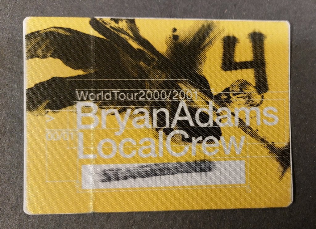 Bryan Adams BACKSTAGE PASS Amsterdam 13 november 2001, Gebruikt, Verzenden, Bryan Adams, NvT