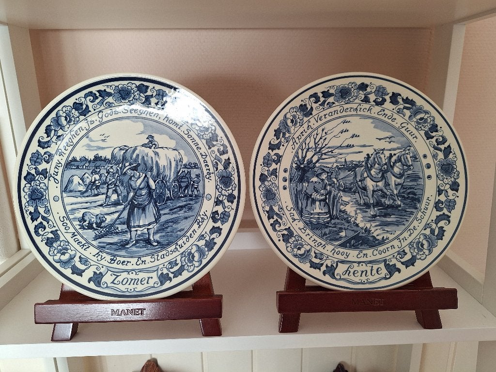 GOEDOWAAGEN 4 Seasons Wandborden Delfts blauw., Ophalen of Verzenden