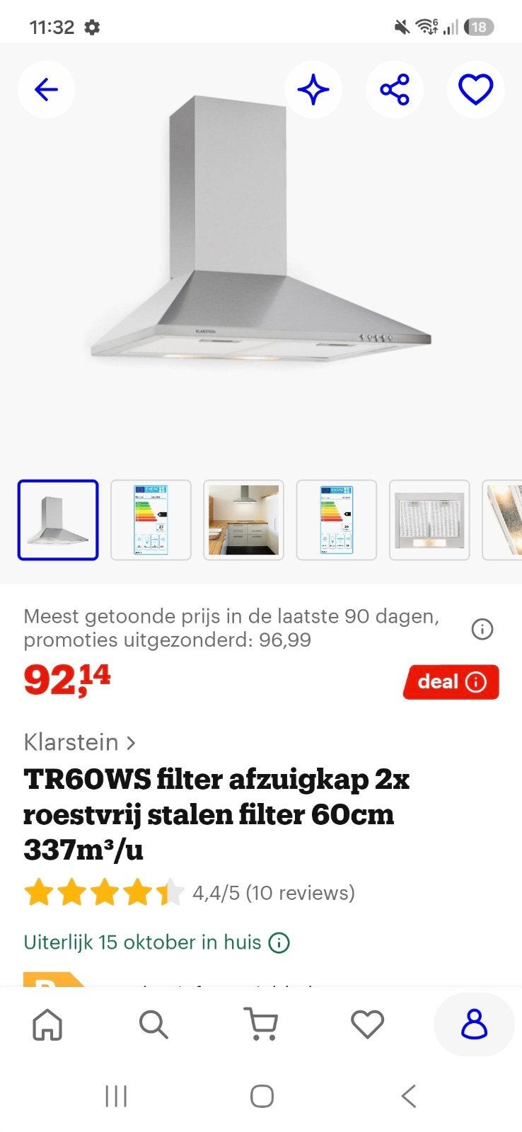 Klarstein TR60WS afzuigkap - Nieuw in doos, Wandschouwkap, Nieuw, Ophalen of Verzenden, Vrijstaand