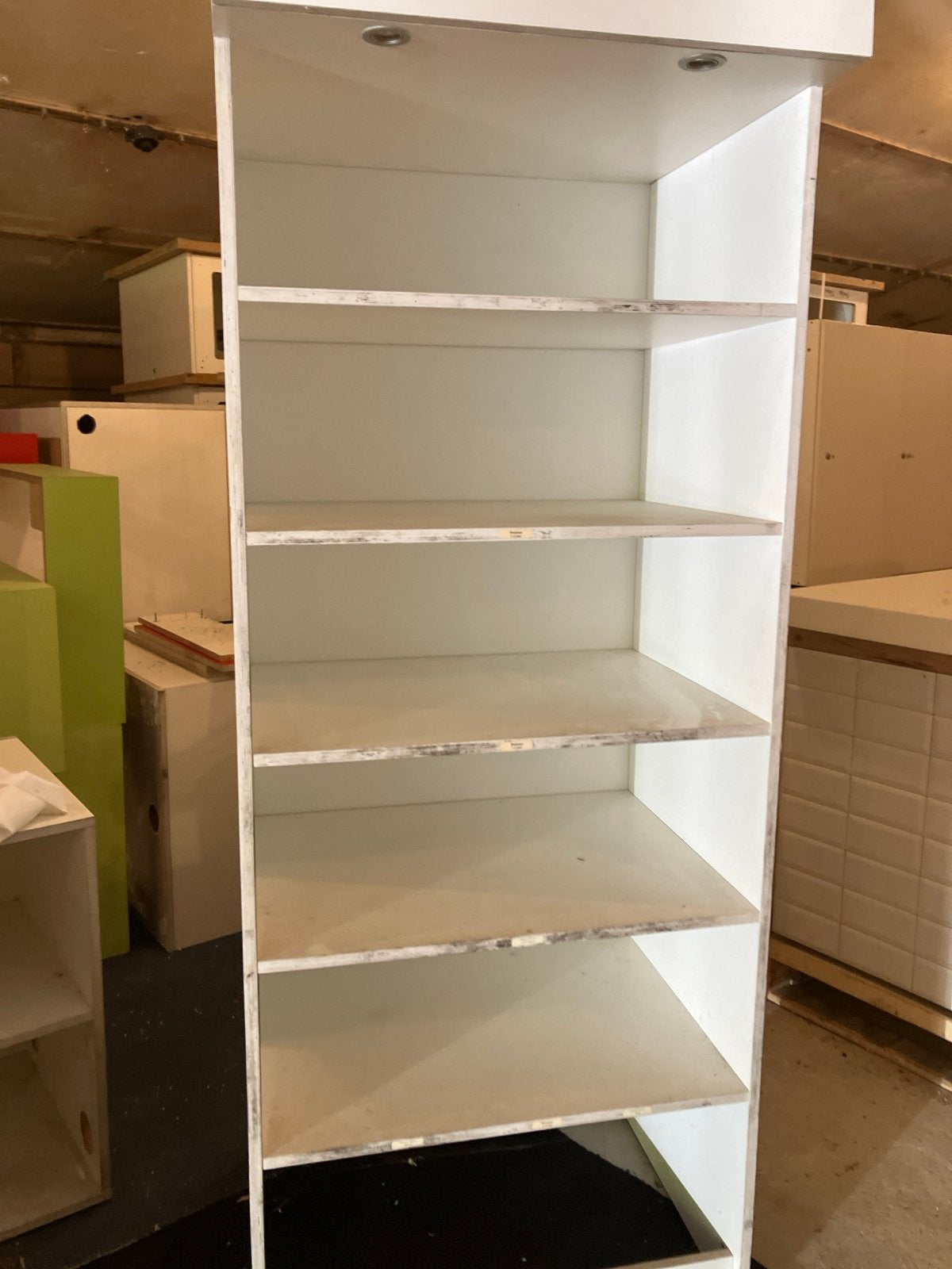 Witte open leg kasten van multiplex, Ophalen, Met plank(en), Minder dan 50 cm, Gebruikt