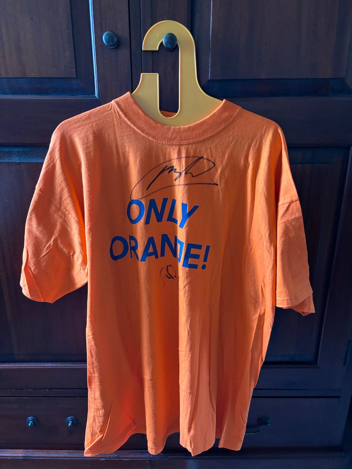 Oranje T-shirt met 'Only Oranje!' en handtekening Van Basten, Maat 46/48 (XL) of groter, Oranje, Ophalen of Verzenden, Zo goed als nieuw