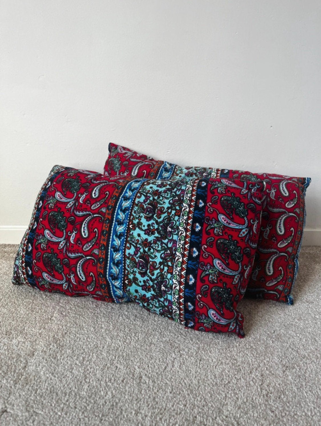 Set van 2 paisley print kussens, 45x26cm. Boho hippie India, Huis en Inrichting, Woonaccessoires | Kussens, Overige merken, Gebruikt