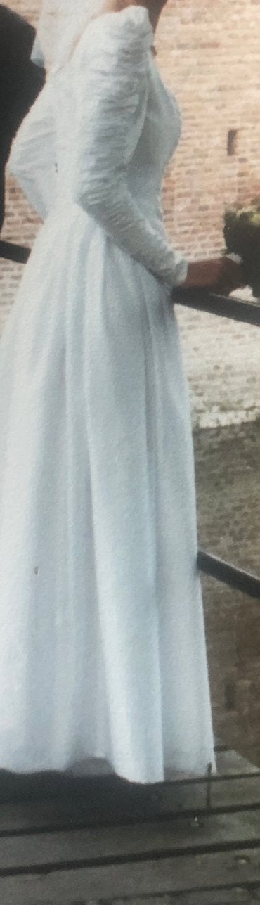 Bruidsjurk lange mouwen, Kleding | Dames, Ophalen of Verzenden, Zo goed als nieuw, Wit, Trouwjurk