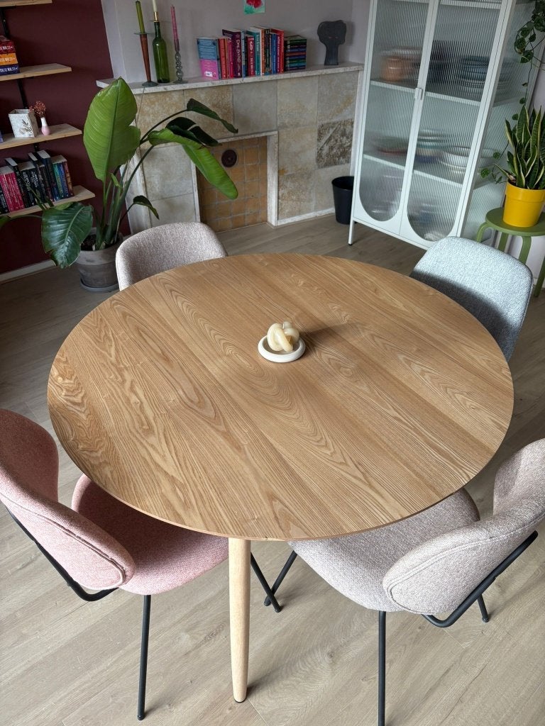 Massief grenen eettafel 4-6 personen, Ophalen, Rond, Scandinavisch, Zo goed als nieuw