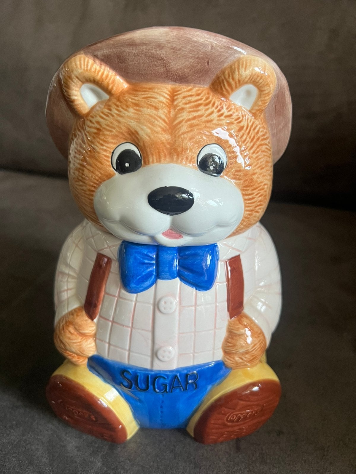 Vintage Koekpot / Suikerpot / Snoep Pot Beer., Ophalen of Verzenden, Zo goed als nieuw, Voorraadpot, Steen/keramiek