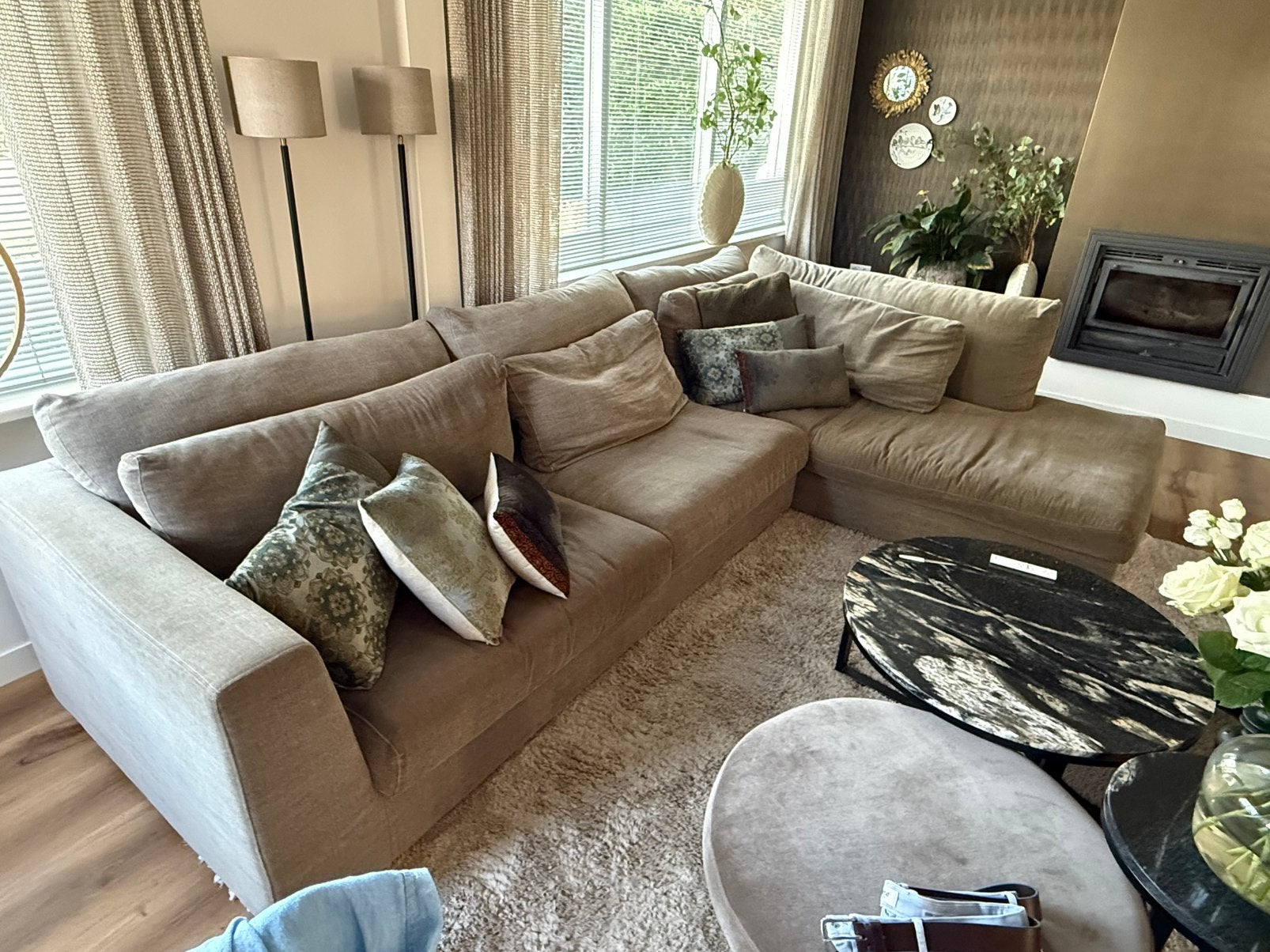 Nette ruimen hoek/loungebank, Ophalen, Gebruikt, Stof