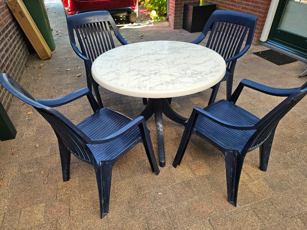 Hartman tuinset met 4 stoelen, Ophalen, Gebruikt, Kunststof