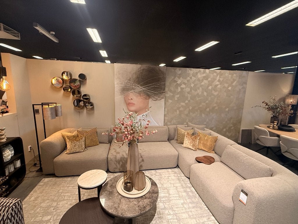 Room108 Hoekbank Emanuelle, Cosmo beige Showmodel, Ophalen, Nieuw, Stof, Modern, Modulair, Japandi, Hotel Chic