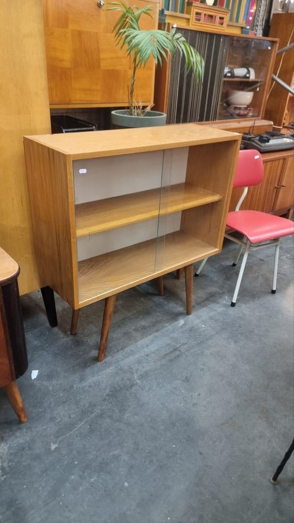 Vintage dressoir. Met  vitrine jaren 60, Ophalen, Gebruikt, ,, ,