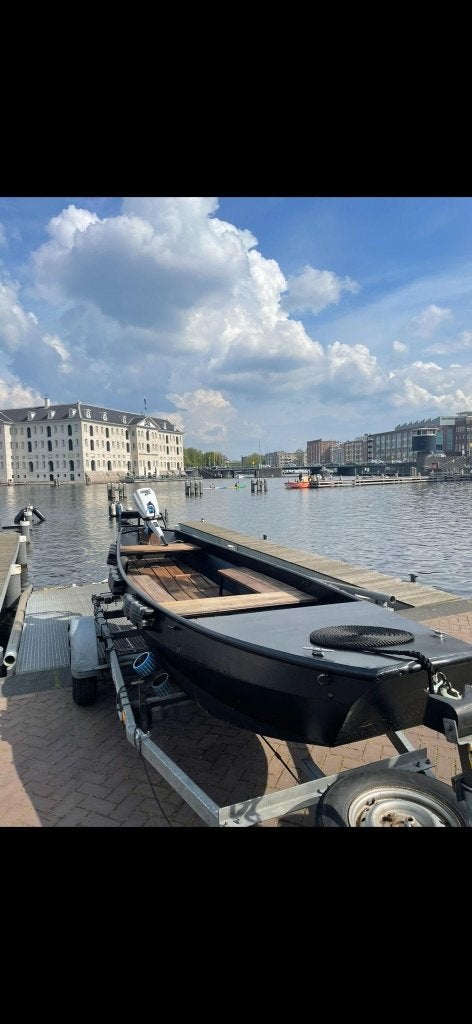Stalen Grachtenboot (elektrisch) – vaarklaar in Amsterdam, Watersport en Boten, Staal, Elektrisch, 5 m, Zo goed als nieuw