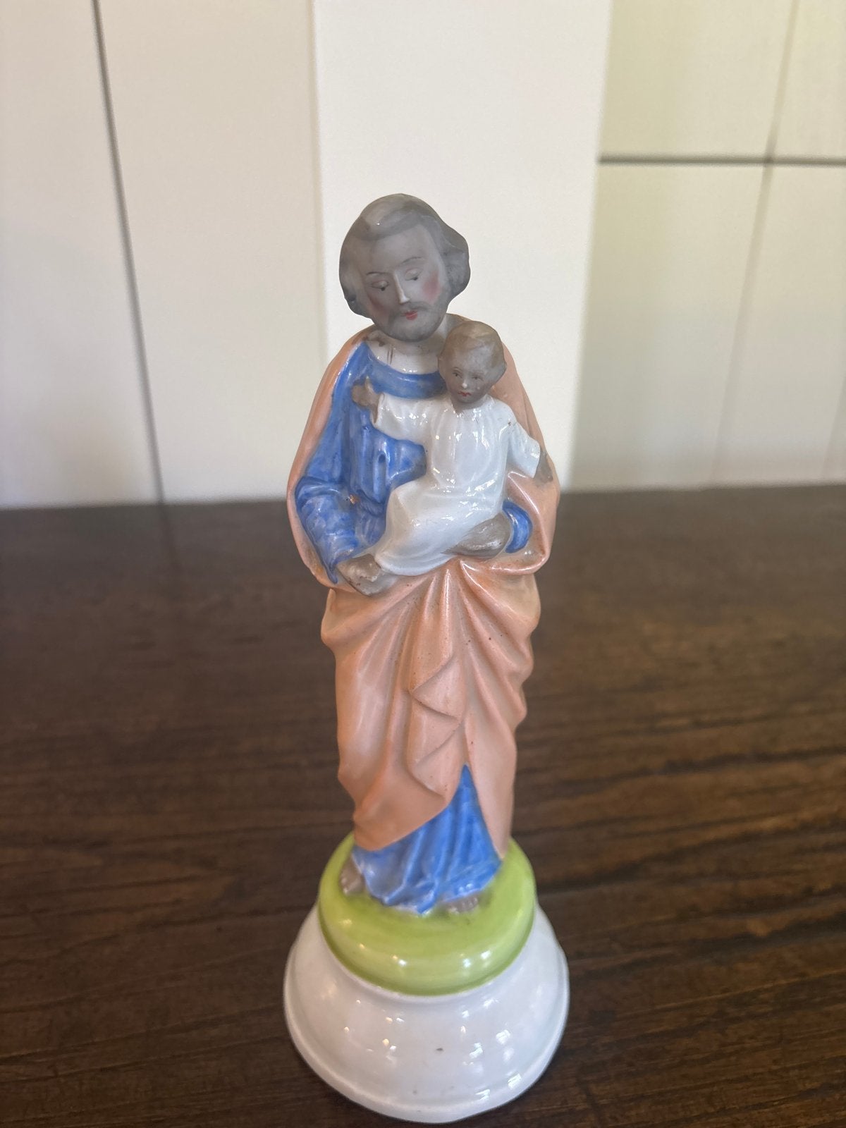 Vintage beeldje Heilige Jozef met kindje Jezus, Verzenden