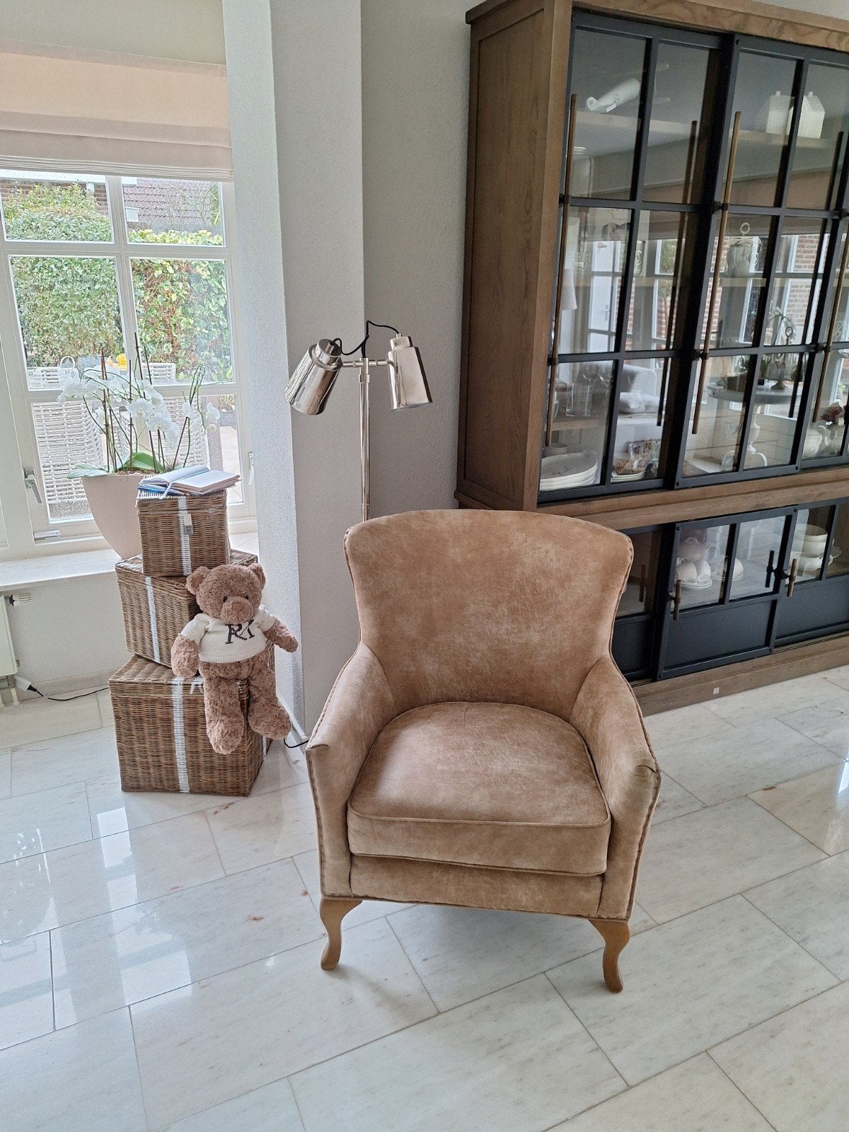 Riviera Maison Cavendish fauteuil Pellini leer kleur camel, Ophalen, Riviera maison, Zo goed als nieuw, Leer