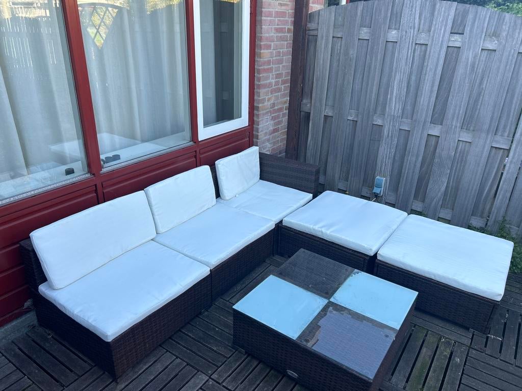 vidaXL Loungeset Wicker Bruin - 160x140 cm, Ophalen, 4 zitplaatsen, Gebruikt, Loungeset