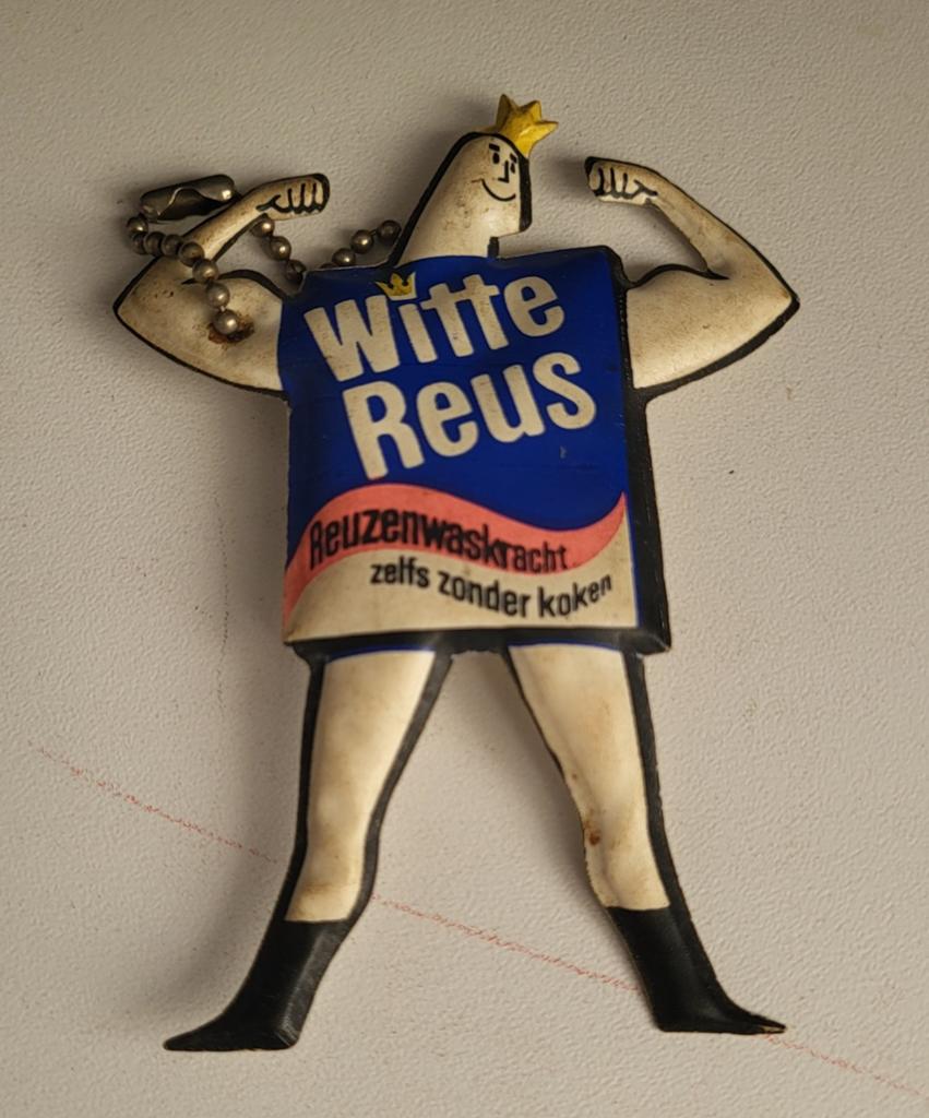 Vintage Witte Reus Sleutelhanger - Reuzenwaskracht, Ophalen of Verzenden, Gebruikt, Merk