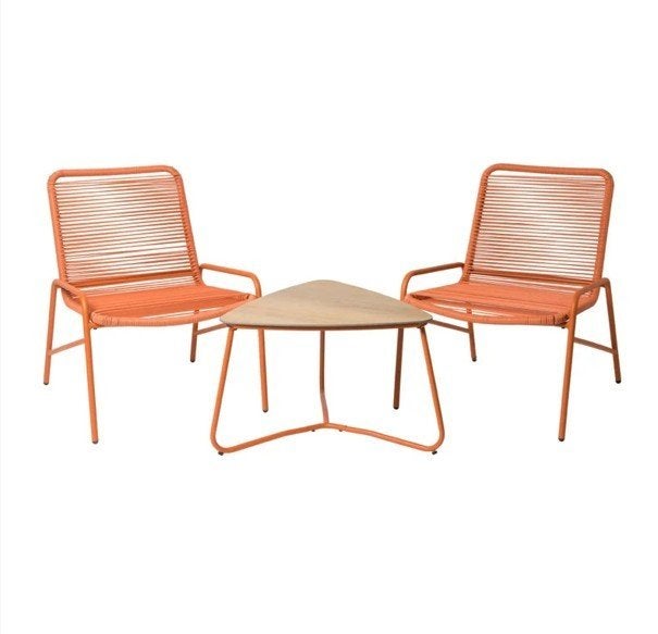 terrakleurige tuinset Marbella Xenos, 2 stoelen + tafel., 2 zitplaatsen, Overige materialen, Bijzettafel, Nieuw