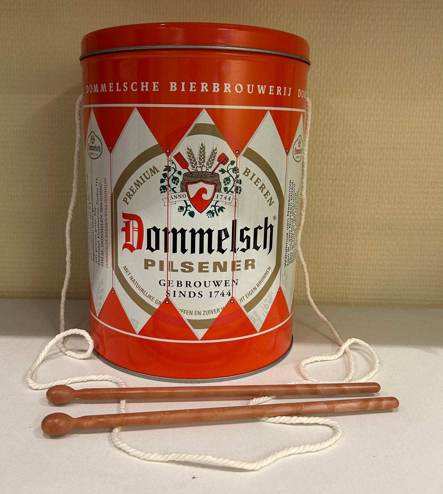 Dommelsch bier trommel blik WK, Ophalen of Verzenden, Zo goed als nieuw, Overige typen, Overige merken