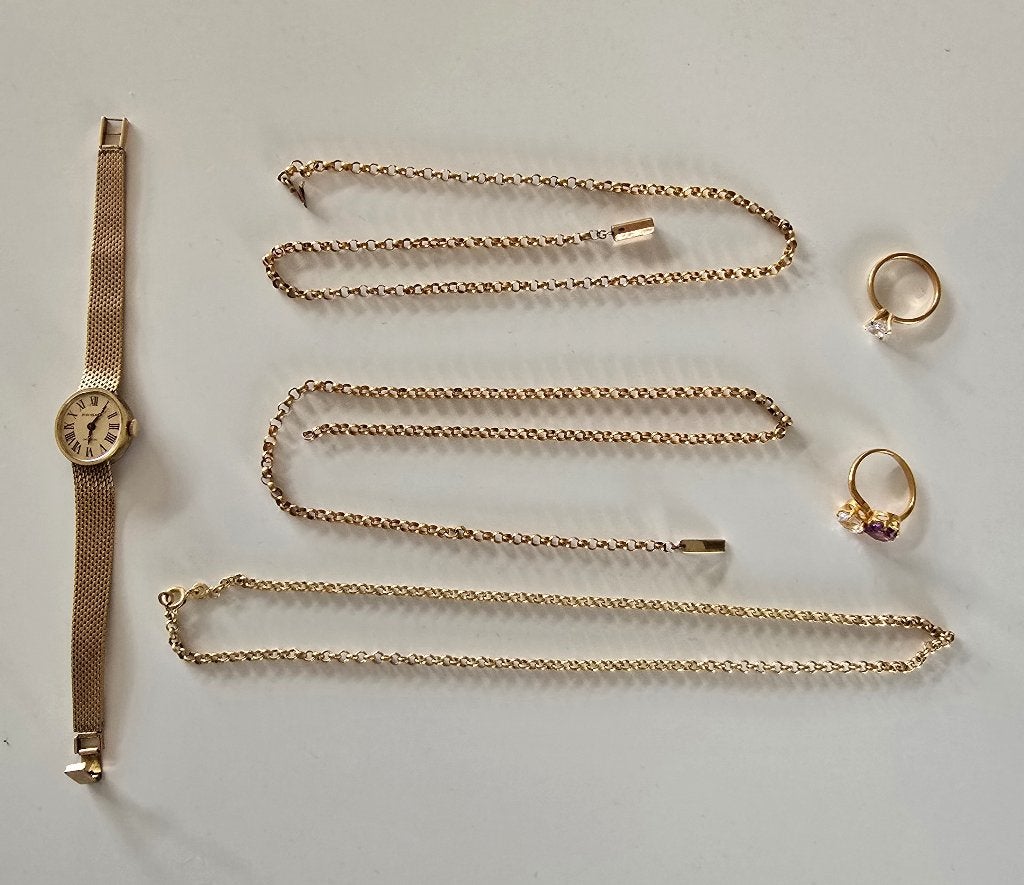 Vintage Gold Filled sieraden & horloge (Prisma Incabloc), Ophalen of Verzenden, Goud