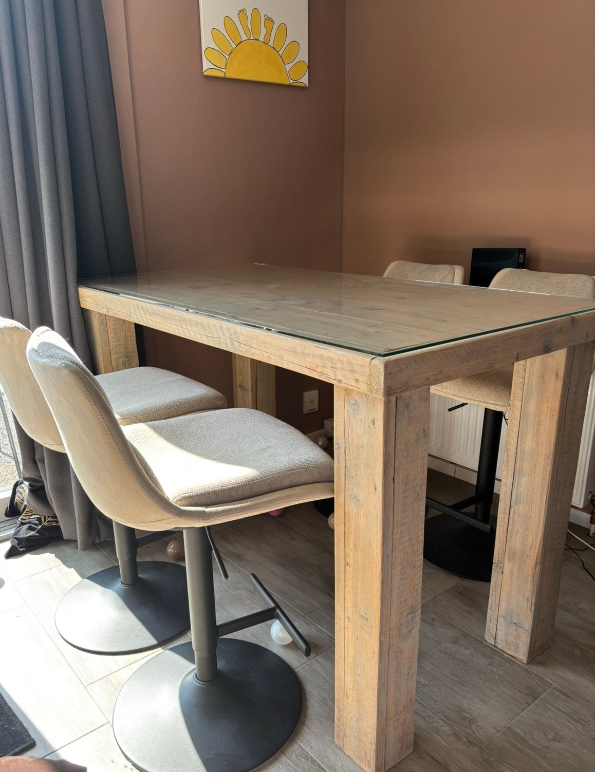 Bartafel met barkrukken, Ophalen, 100 tot 150 cm, 50 tot 100 cm, Zo goed als nieuw