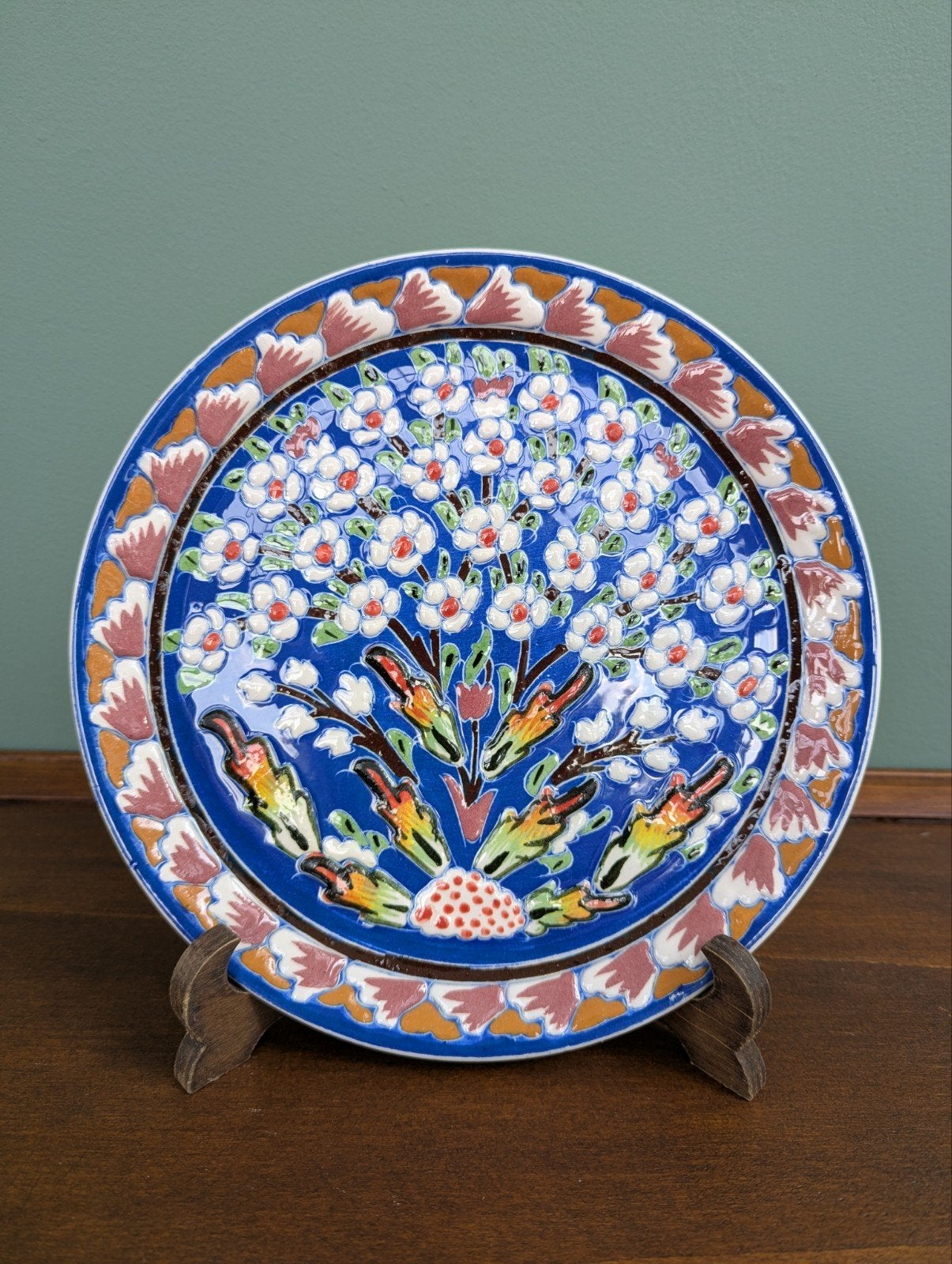 Keramisch Wandbord 23 cm, handgeschilderd Kütahya., Ophalen of Verzenden