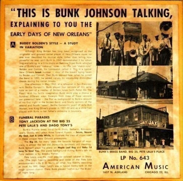 Bunk Johnson – This Is Bunk Johnson Talking, Ophalen of Verzenden, Zo goed als nieuw, 12 inch, Jazz
