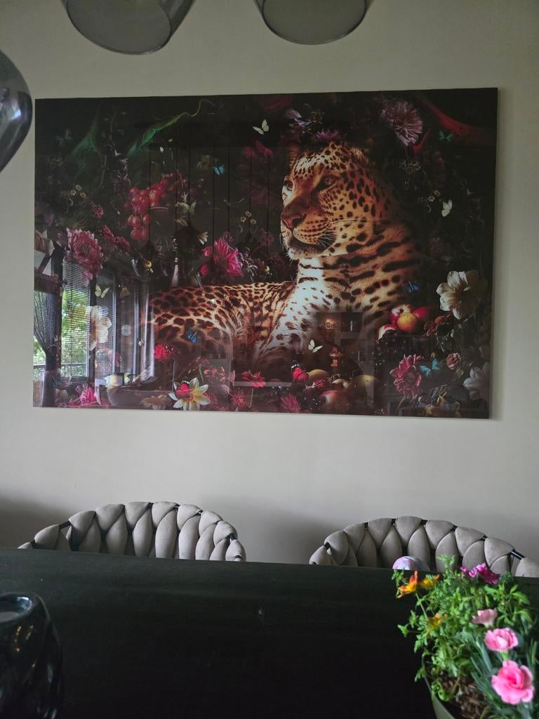 Prachtige luipaard wanddecoratie op plexiglas, Ophalen of Verzenden