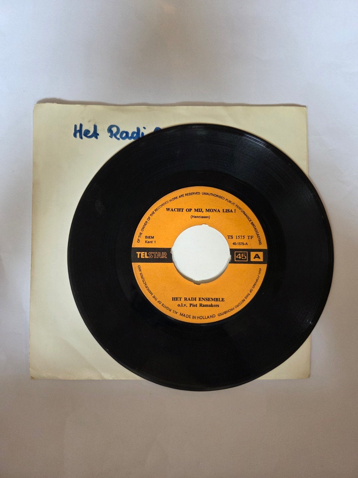 Het Radi Ensemble - Wacht op mij, Mona Lisa, Cd's en Dvd's, Gebruikt, 7 inch, Single, Ophalen of Verzenden