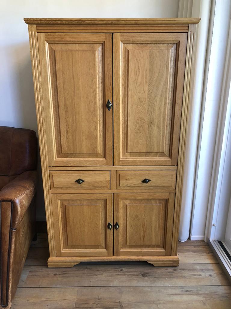 Massief eikenhouten computer kast, Ophalen, 70 tot 120 cm, 40 tot 80 cm, Eikenhout
