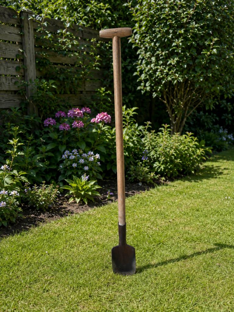 klassieke dulspade met houten steel T kruk-lengte 1.25 m, Antiek en Kunst, Antiek | Gereedschap en Instrumenten, Ophalen