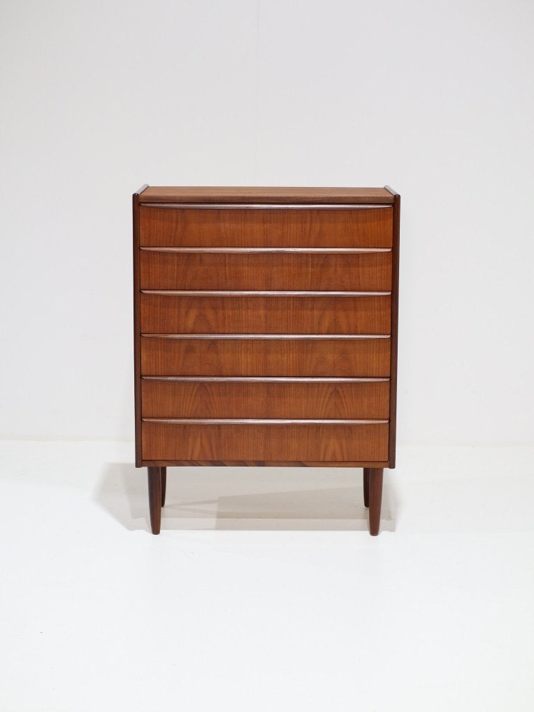 Ladekast teak Deens vintage 1960s, Ophalen, 100 tot 150 cm, -, Teakhout