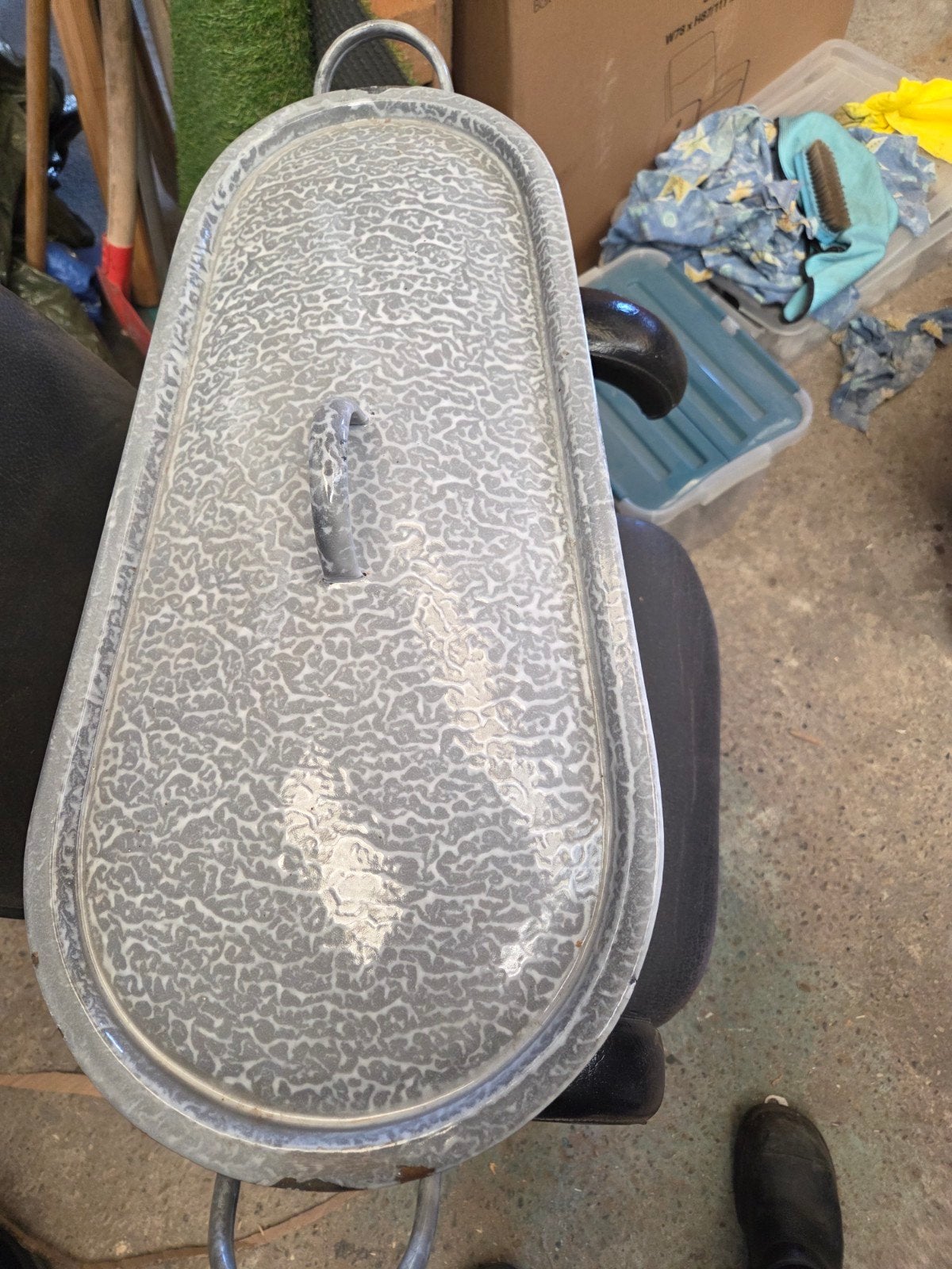 Emaille Wildpan / Braadslede - 58cm, Antiek en Kunst, Antiek | Emaille, Ophalen