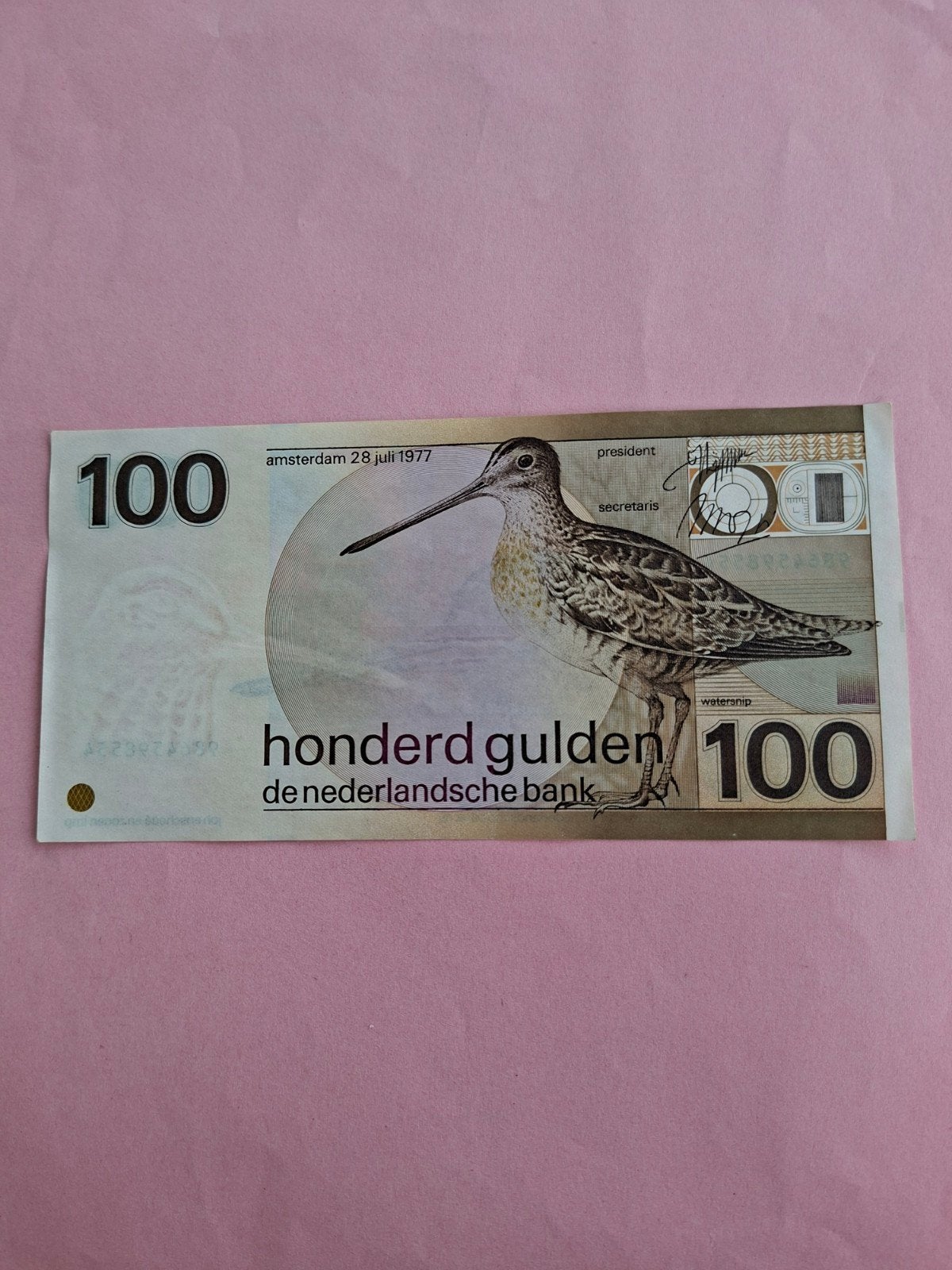 100 Gulden Snip uit 1977 in UNC, Ophalen of Verzenden, 100 gulden, Los biljet