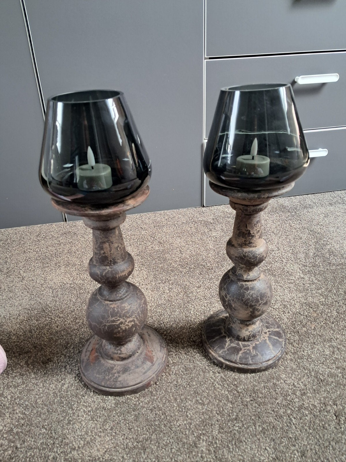 2  Kandelaars, Overige materialen, Ophalen of Verzenden, Zo goed als nieuw, Bruin