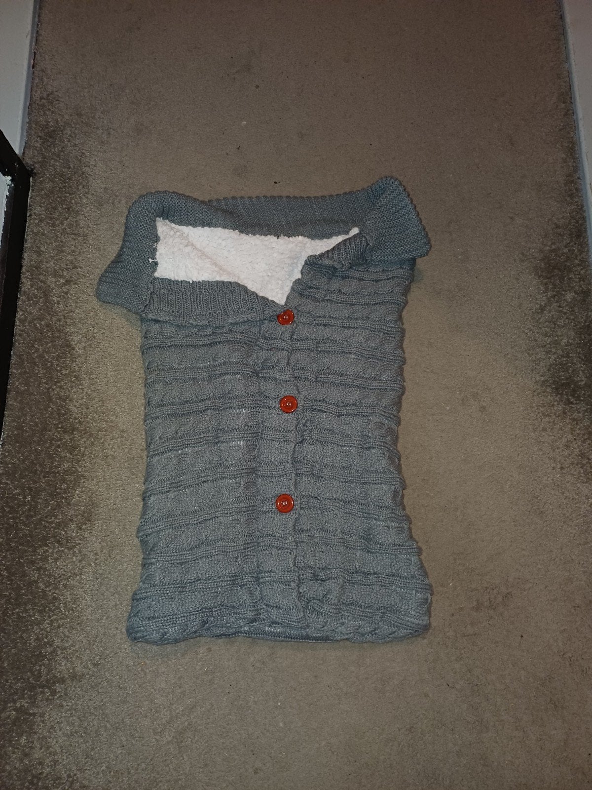Lekker warme gebreide baby voetenzak, grijs, 70 cm, Ophalen of Verzenden
