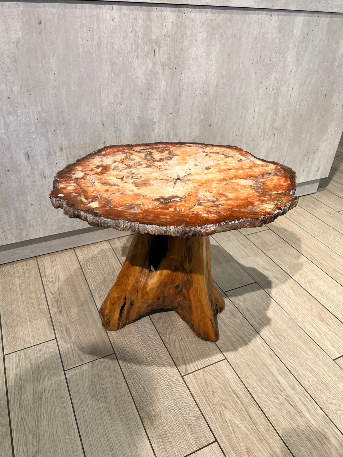 Bijzettafel versteend hout Madagaskar rood, Ophalen of Verzenden, Fossiel
