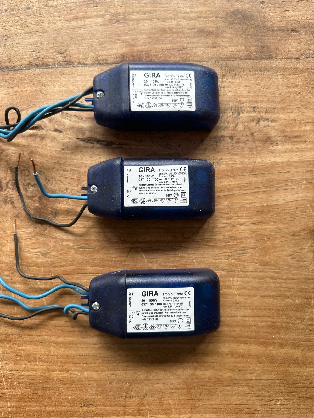 3x Gira Tronic-Trafo 20-105W Dimmers voor Halogeenlampen, Ophalen of Verzenden, Gebruikt, Gira, Dimmer