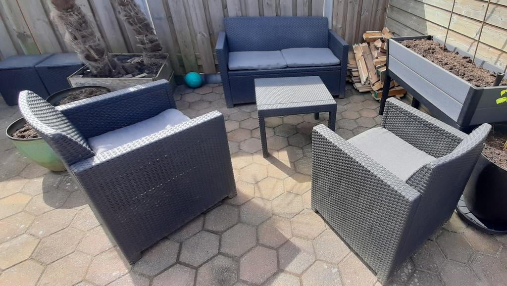 Loungeset buiten, Ophalen, Wicker, Bank