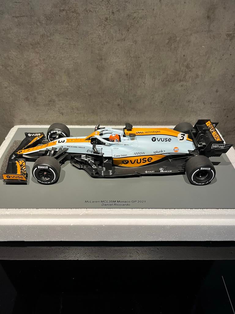 Spark McLaren MCL35M Monaco GP 2021 Daniel Ricciardo 1:18, Ophalen of Verzenden, Zo goed als nieuw, Auto, Overige merken