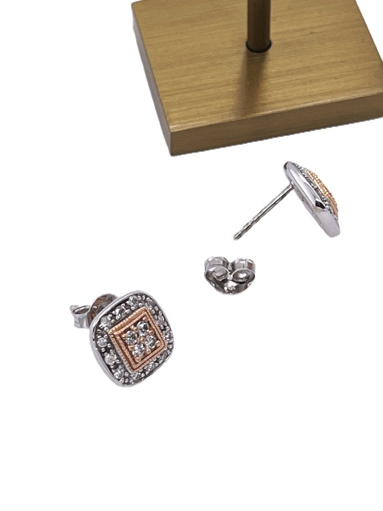 NDI Witgouden Oorstekers Rosé Detail 0.30 ct Diamant, Ophalen, TIEMAN JUWELIERS, -, Zo goed als nieuw
