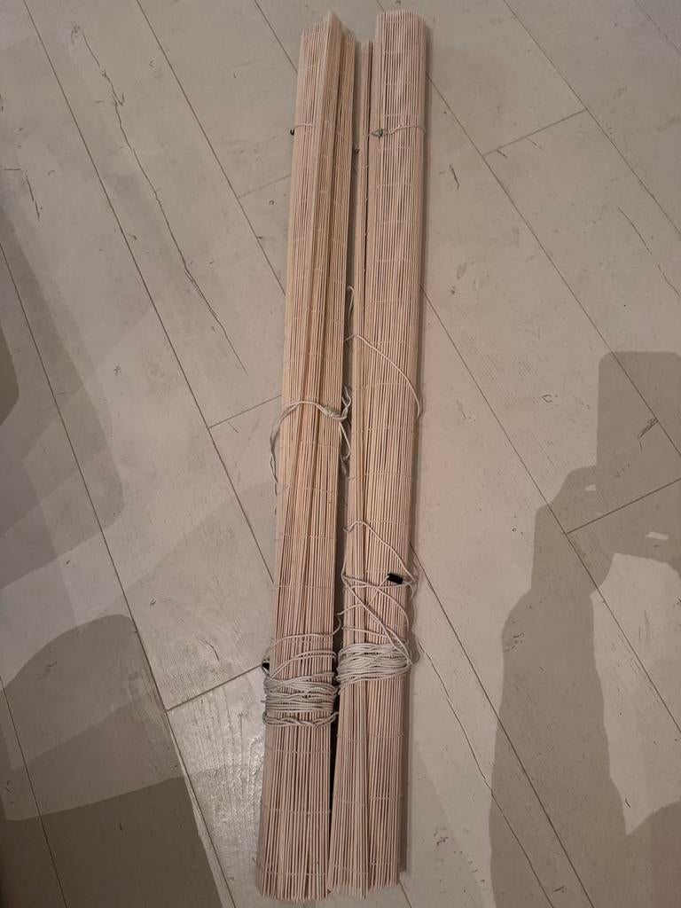 Bamboe rolgordijn 2 x 1.40 breed & 1.80 hoog crème, Ophalen, Gebruikt, Beige, 50 tot 100 cm