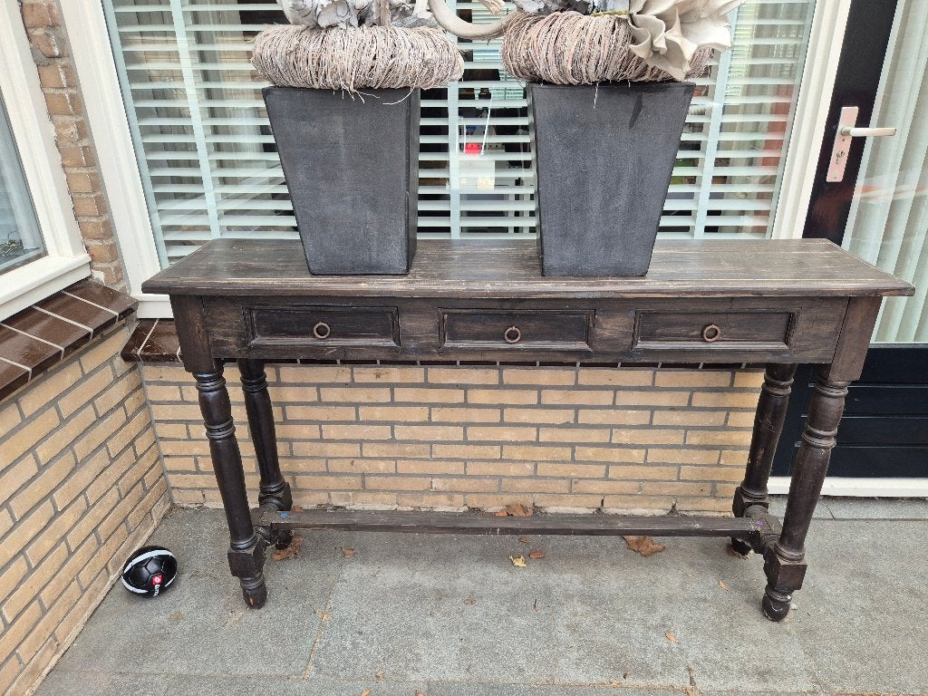 oude houten sidetable, Ophalen, Gebruikt, 25 tot 50 cm, Rechthoekig