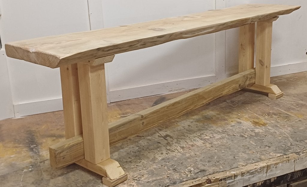 Tuinbank zware buitenbank boomstam schaaldeel zit, Tuin en Terras, Ophalen, Nieuw, Hout