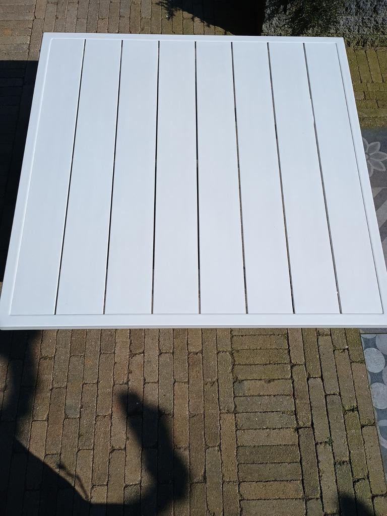 Prachtige witte loungetafel aluminium, Tuin en Terras, Tuintafels, Zo goed als nieuw, Vierkant, Aluminium, Ophalen