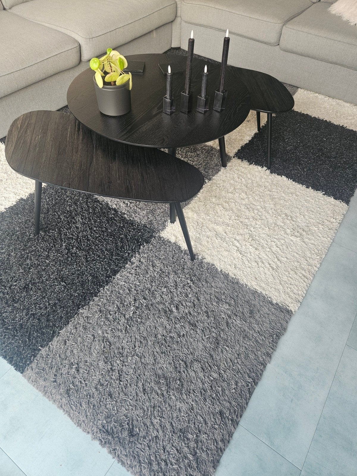 mooi vloerkleed hoogpolig geblokt 200x290cm, Ophalen, Zo goed als nieuw, Rechthoekig
