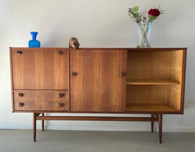 Midcentury vintage teak dressoir Fristho, Ophalen, Gebruikt, Vintage mid century retro sideboard lowboard, Fristho