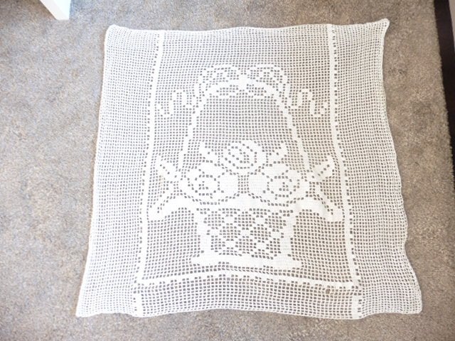 Vintage gehaakt gordijn bloem, Huis en Inrichting, Ophalen, Gebruikt, Overige merken, 98 cm