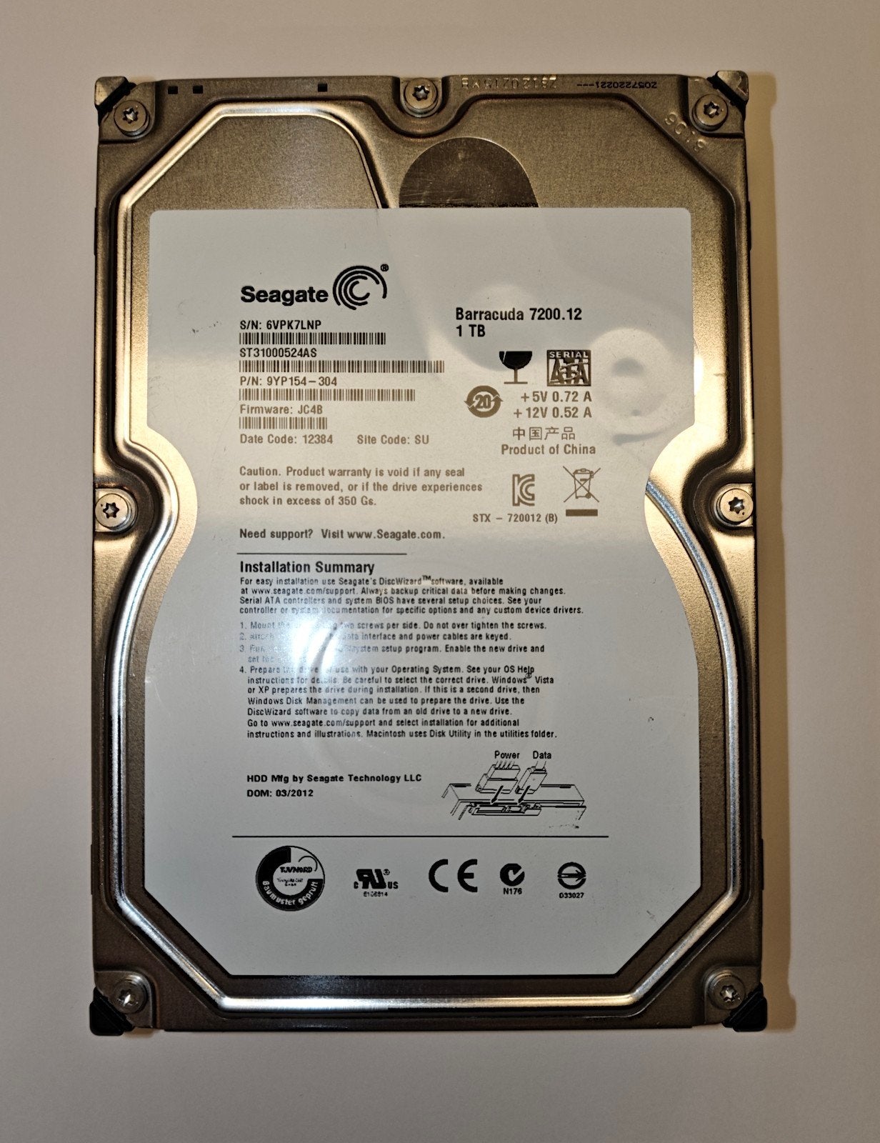 Seagate Barracuda 1TB 3,5 inch desktop HDD, Computers en Software, Harde schijven, Ophalen of Verzenden, Desktop