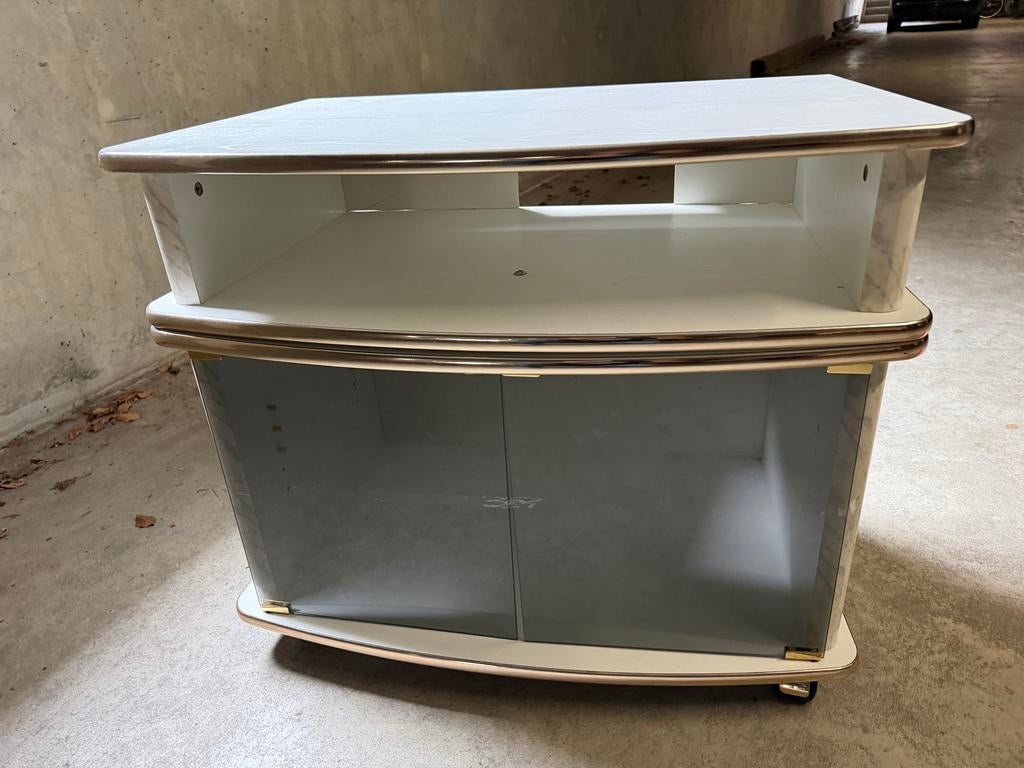 TV-kastje, modern wit, handig wieltjes met draaibaar plateau, Ophalen, Gebruikt, 50 tot 100 cm, Minder dan 100 cm